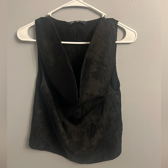 Zara Tops - Women’s Zara Black floral cowl neck sleeveless blouse size small
